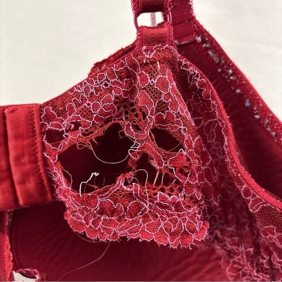 Victoria Secret Women Bra 38DD Red Violet Lace Dream Angels Lined Demi Underwire - Picture 7 of 16